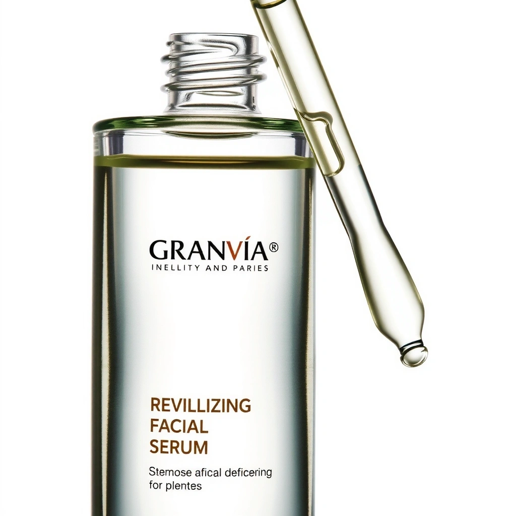 Frasco de suero facial revitalizante Granviacx en primer plano